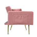 Miniatyrbillede 8 af 11: Sovesofa med justerbart ryglæn – med guldfarvede ben, hynder og sidelommer – sofa med sengefunktion og opbevaring