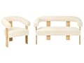 Miniatyrbilde 4 av 11: Sofasett Off-White og Lysebrun 2 seters Lenestol Boucle Polstring Retro Design Treben Stue