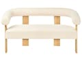 Miniatyrbilde 5 av 11: Sofasett Off-White og Lysebrun 2 seters Lenestol Boucle Polstring Retro Design Treben Stue