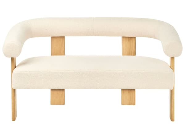 Sofasett Off-White og Lysebrun 2 seters Lenestol Boucle Polstring Retro Design Treben Stue