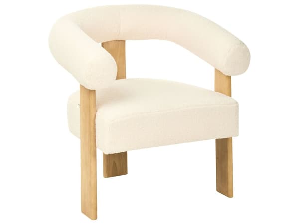 Sofasett Off-White og Lysebrun 2 seters Lenestol Boucle Polstring Retro Design Treben Stue
