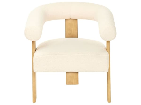 Sofasett Off-White og Lysebrun 2 seters Lenestol Boucle Polstring Retro Design Treben Stue