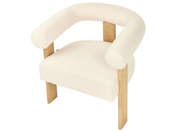 Sofasett Off-White og Lysebrun 2 seters Lenestol Boucle Polstring Retro Design Treben Stue