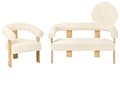 Miniatyrbilde 1 av 11: Sofasett Off-White og Lysebrun 2 seters Lenestol Boucle Polstring Retro Design Treben Stue