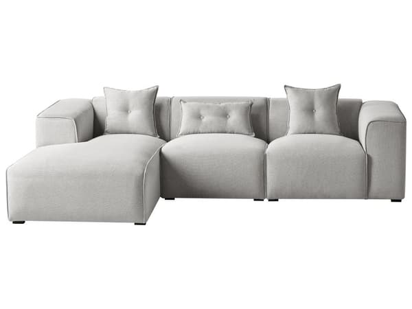 Høyre Hjørnesofa Lysegrå 3-seter Polyestertrekk Ekstra Spredte Puter Moderne Stil