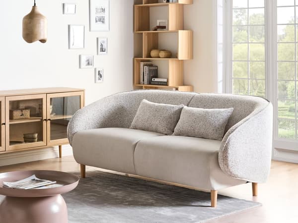 Moderne 4-seters Stuegruppe Stoff Lys Beige Sofa Lenestol Stuesett