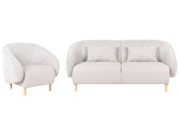 Moderne 4-seters Stuegruppe Stoff Lys Beige Sofa Lenestol Stuesett