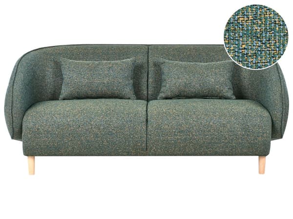 3-seters Sofa Grønn Polyester Stoff Myk Teksturert Buet Design Moderne Kunst Dekor Stil