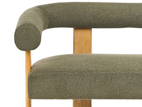 Sofa Grønn Lysebrun Boucléstoff Ben i tre 2-seter Retro design Stue