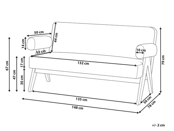 2-seters Sofa Off-White og Mørkebrun Boucle Polstring Retro Design Treben Stue