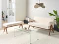 Miniatyrbilde 4 av 11: 2-seters Sofa Off-White og Mørkebrun Boucle Polstring Retro Design Treben Stue