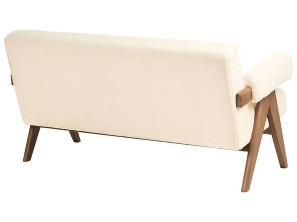 2-seters Sofa Off-White og Mørkebrun Boucle Polstring Retro Design Treben Stue
