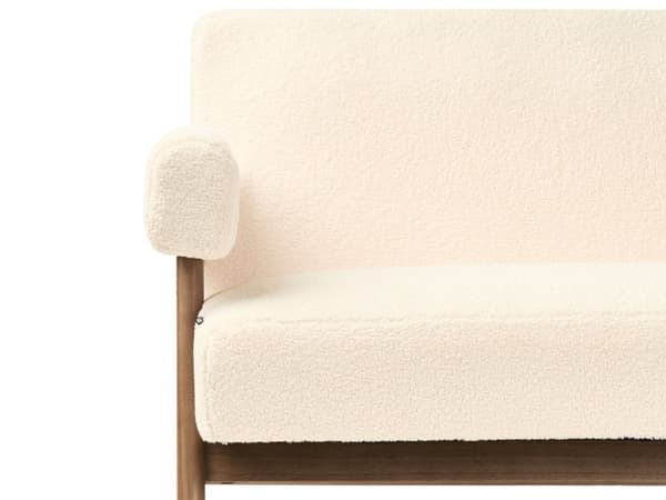 2-seters Sofa Off-White og Mørkebrun Boucle Polstring Retro Design Treben Stue