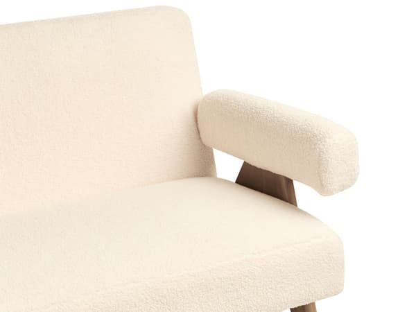 2-seters Sofa Off-White og Mørkebrun Boucle Polstring Retro Design Treben Stue