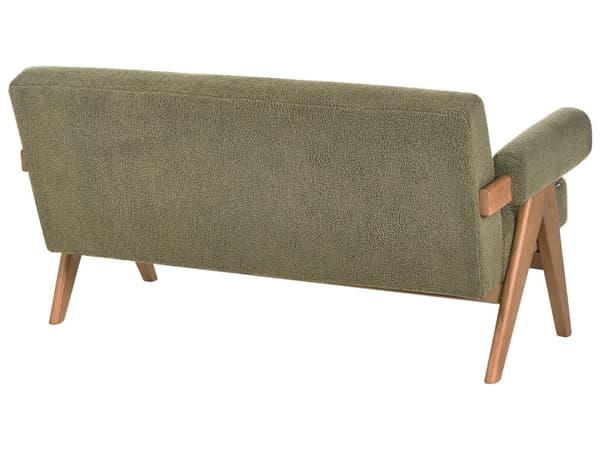 2 seters Sofa Grønn og Mørkebrun Boucle Polstring Retro Design Treben Stue