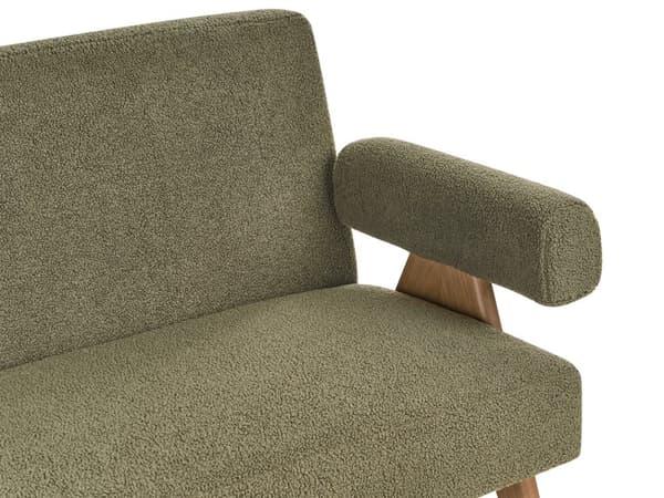 2 seters Sofa Grønn og Mørkebrun Boucle Polstring Retro Design Treben Stue