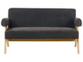 Miniatyrbilde 5 av 11: 2-seters Sofa Svart og Lysebrun Boucle Polstring Retro Design Treben Stue