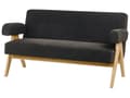 Miniatyrbilde 6 av 11: 2-seters Sofa Svart og Lysebrun Boucle Polstring Retro Design Treben Stue
