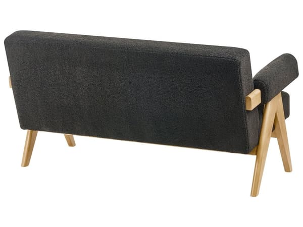 2-seters Sofa Svart og Lysebrun Boucle Polstring Retro Design Treben Stue