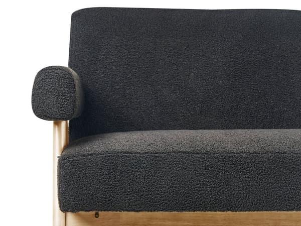 2-seters Sofa Svart og Lysebrun Boucle Polstring Retro Design Treben Stue