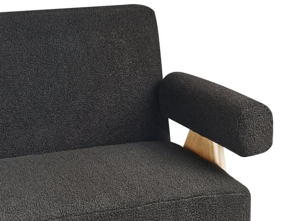 2-seters Sofa Svart og Lysebrun Boucle Polstring Retro Design Treben Stue