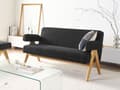 Miniatyrbilde 2 av 11: 2-seters Sofa Svart og Lysebrun Boucle Polstring Retro Design Treben Stue