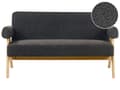 Miniatyrbilde 1 av 11: 2-seters Sofa Svart og Lysebrun Boucle Polstring Retro Design Treben Stue