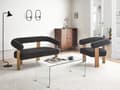 Miniatyrbilde 4 av 11: Sofa Svart Mørkebrun Boucléstoff Ben i tre 2-seter Retro design Stue