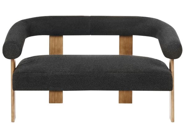 Sofa Svart Mørkebrun Boucléstoff Ben i tre 2-seter Retro design Stue