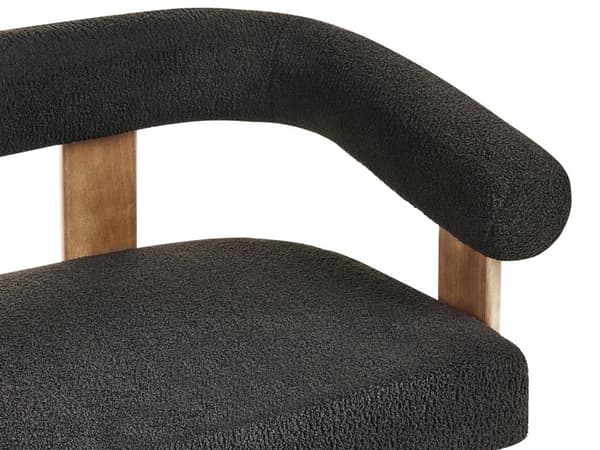 Sofa Svart Mørkebrun Boucléstoff Ben i tre 2-seter Retro design Stue