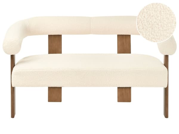 Sofa Off-white Mørkebrun Boucléstoff Ben i tre 2-seter Retro design Stue