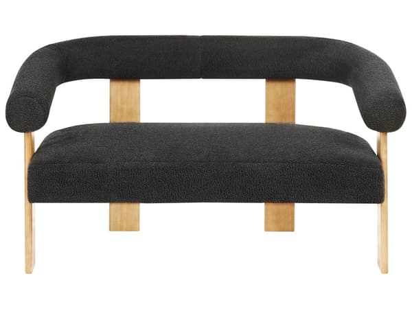 Sofa Svart Lysebrun Boucléstoff Ben i tre 2-seter Retro design Stue