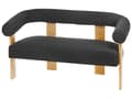 Miniatyrbilde 6 av 11: Sofa Svart Lysebrun Boucléstoff Ben i tre 2-seter Retro design Stue