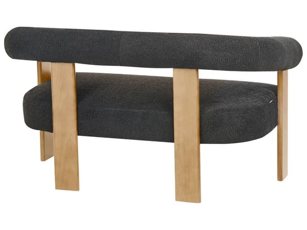 Sofa Svart Lysebrun Boucléstoff Ben i tre 2-seter Retro design Stue