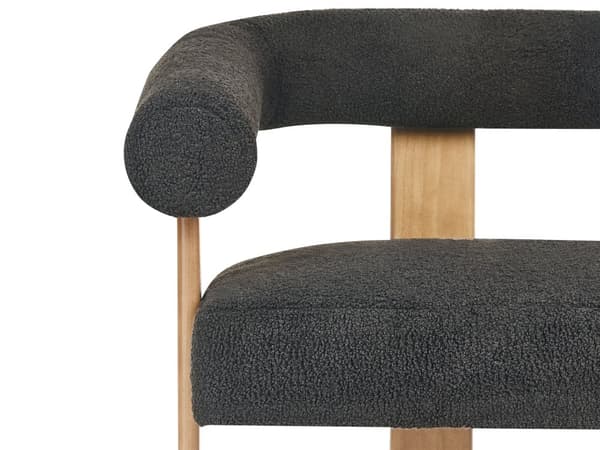 Sofa Svart Lysebrun Boucléstoff Ben i tre 2-seter Retro design Stue
