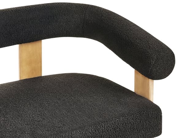 Sofa Svart Lysebrun Boucléstoff Ben i tre 2-seter Retro design Stue