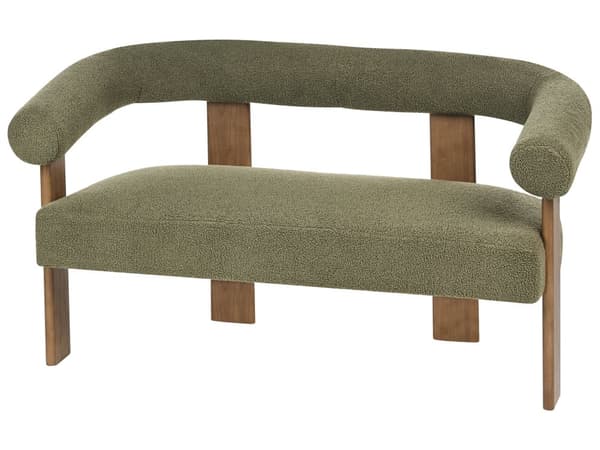 Sofasett Grønn og Mørkebrun 2 seters Lenestol Boucle Polstring Retro Design Treben Stue