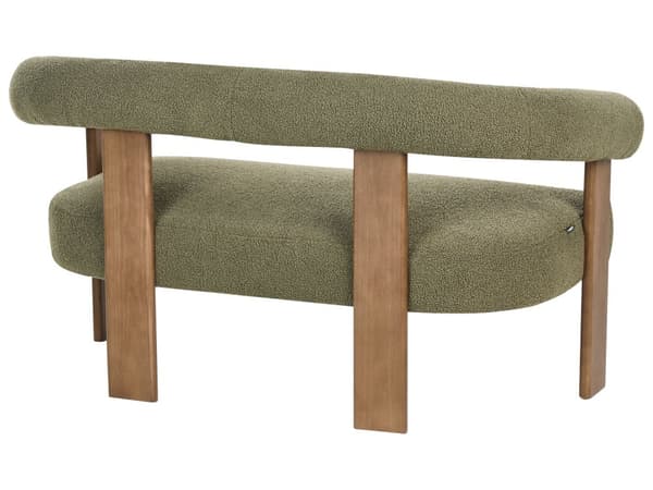 Sofasett Grønn og Mørkebrun 2 seters Lenestol Boucle Polstring Retro Design Treben Stue