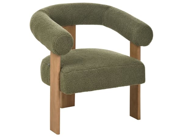 Sofasett Grønn og Mørkebrun 2 seters Lenestol Boucle Polstring Retro Design Treben Stue
