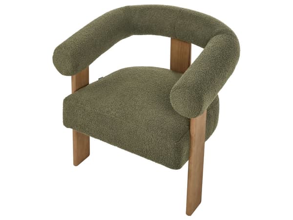 Sofasett Grønn og Mørkebrun 2 seters Lenestol Boucle Polstring Retro Design Treben Stue