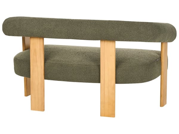Sofasett Grønn og Lysebrun 2 seters Lenestol Boucle Polstring Retro Design Treben Stue