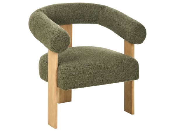 Sofasett Grønn og Lysebrun 2 seters Lenestol Boucle Polstring Retro Design Treben Stue