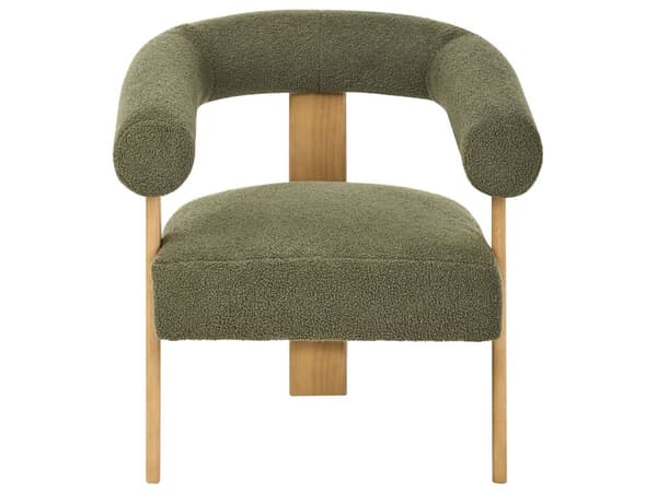 Sofasett Grønn og Lysebrun 2 seters Lenestol Boucle Polstring Retro Design Treben Stue