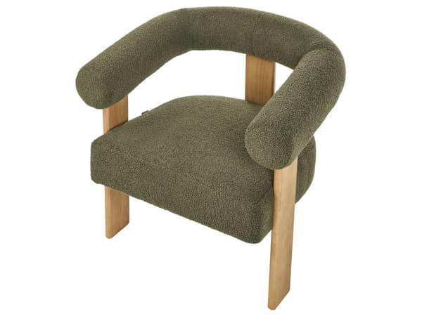 Sofasett Grønn og Lysebrun 2 seters Lenestol Boucle Polstring Retro Design Treben Stue