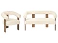 Miniatyrbilde 4 av 11: Sofasett Off-White og Mørkebrun 2 seters Lenestol Boucle Polstring Retro Design Treben Stue