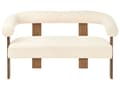 Miniatyrbilde 5 av 11: Sofasett Off-White og Mørkebrun 2 seters Lenestol Boucle Polstring Retro Design Treben Stue