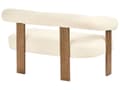 Miniatyrbilde 7 av 11: Sofasett Off-White og Mørkebrun 2 seters Lenestol Boucle Polstring Retro Design Treben Stue
