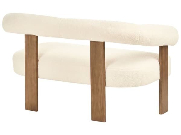 Sofasett Off-White og Mørkebrun 2 seters Lenestol Boucle Polstring Retro Design Treben Stue