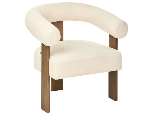 Sofasett Off-White og Mørkebrun 2 seters Lenestol Boucle Polstring Retro Design Treben Stue