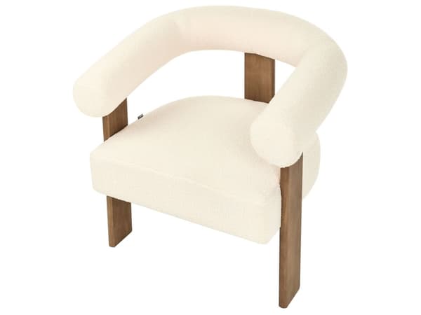 Sofasett Off-White og Mørkebrun 2 seters Lenestol Boucle Polstring Retro Design Treben Stue